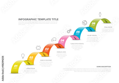 Obraz na płótnie Colorful Six-Step Jumps Infographic Template w salonie