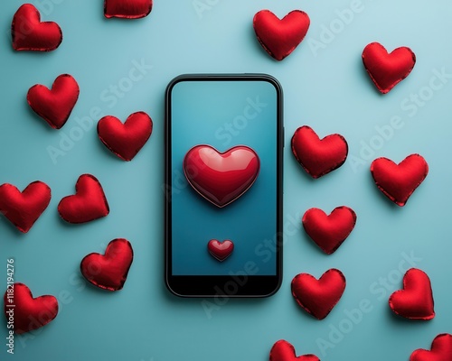 A romantic Valentines app tracking heartthemed energy metrics, industrial efficiency, festive decor, romantic innovation photo