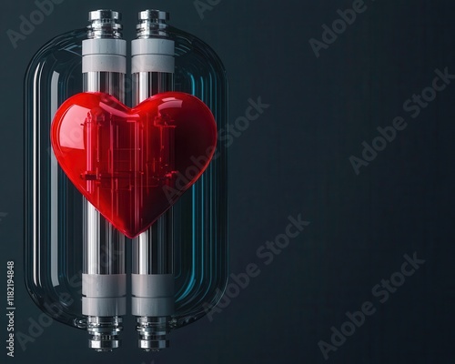 A Valentinethemed hydrogen fuel cell design featuring heartshaped modules, industrial design, romantic innovation, clean power photo