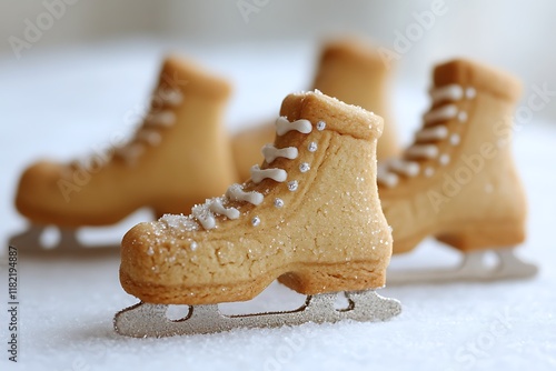 Cookie ice skaters on a sugar rink