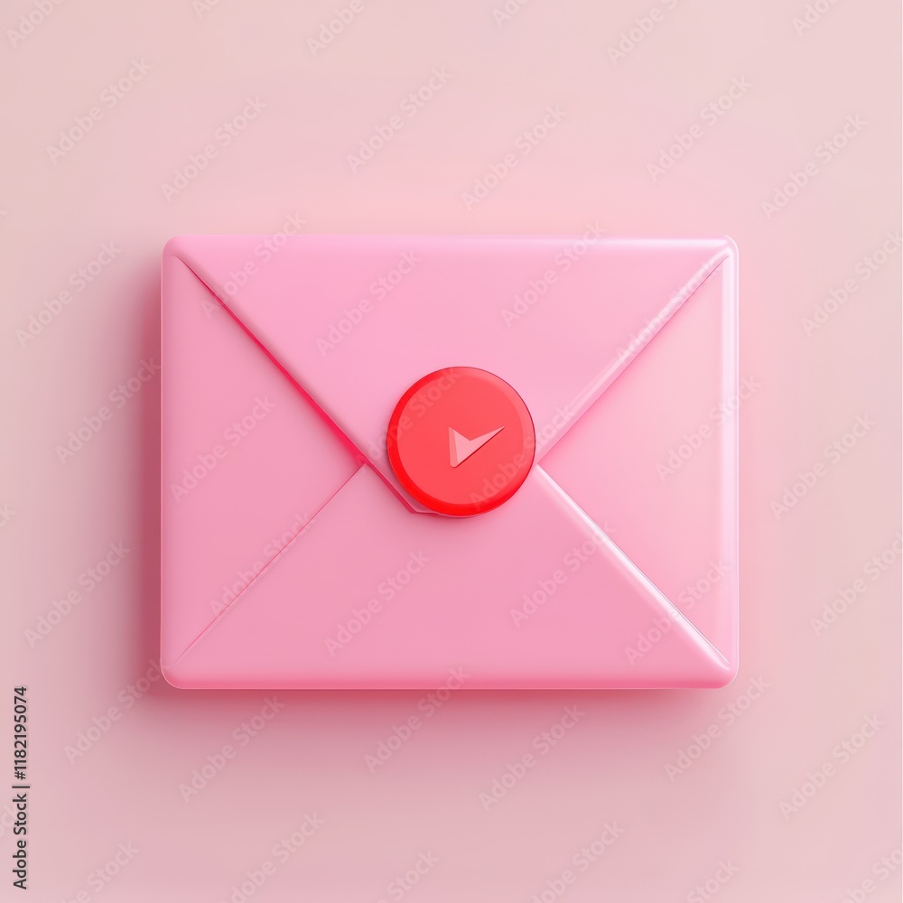 Pink Envelope with Red Play Button Seal Pink Envelope with Red Play Button Seal