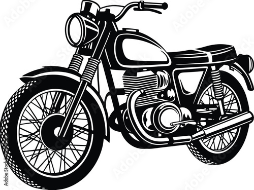 Classic Vintage Motorcycle Illustration Black and White Design