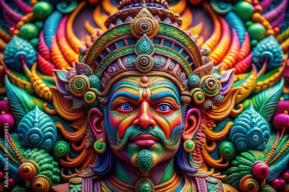 Surreal Abstract Sculpture: Bold Colors & Intricate Symmetrical Design - Stock Photo Surreal Abstract Sculpture: Bold Colors & Intricate Symmetrical Design - Stock Photo