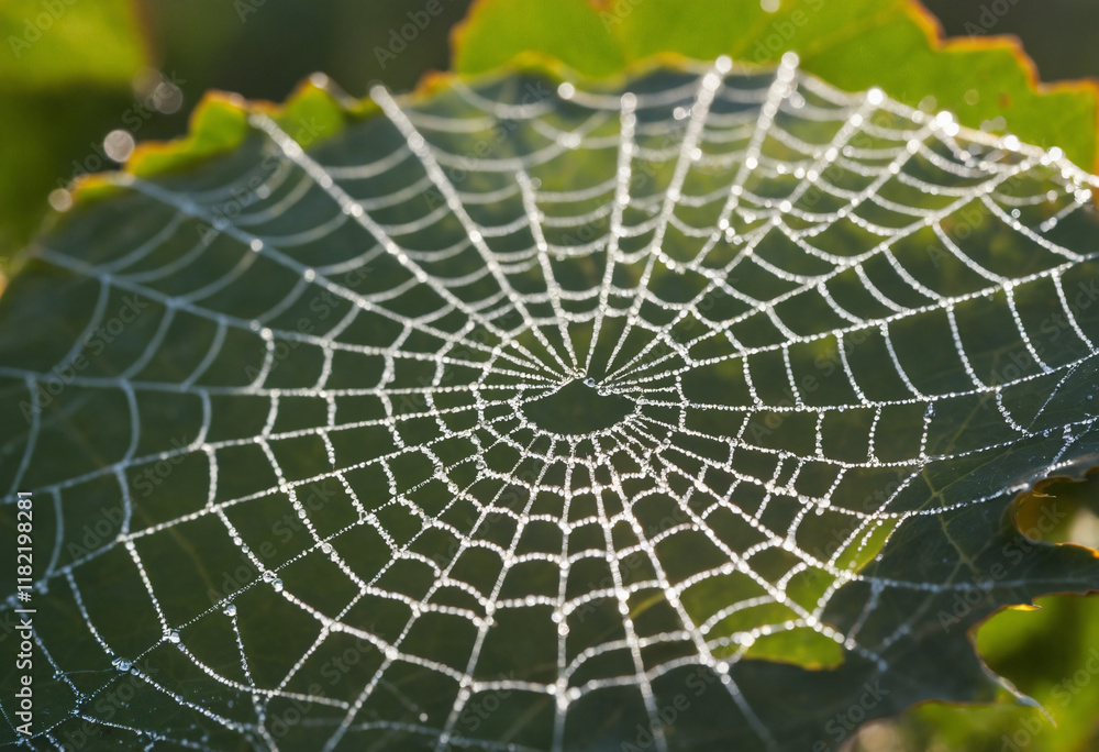 Obraz premium spider web with dew drops