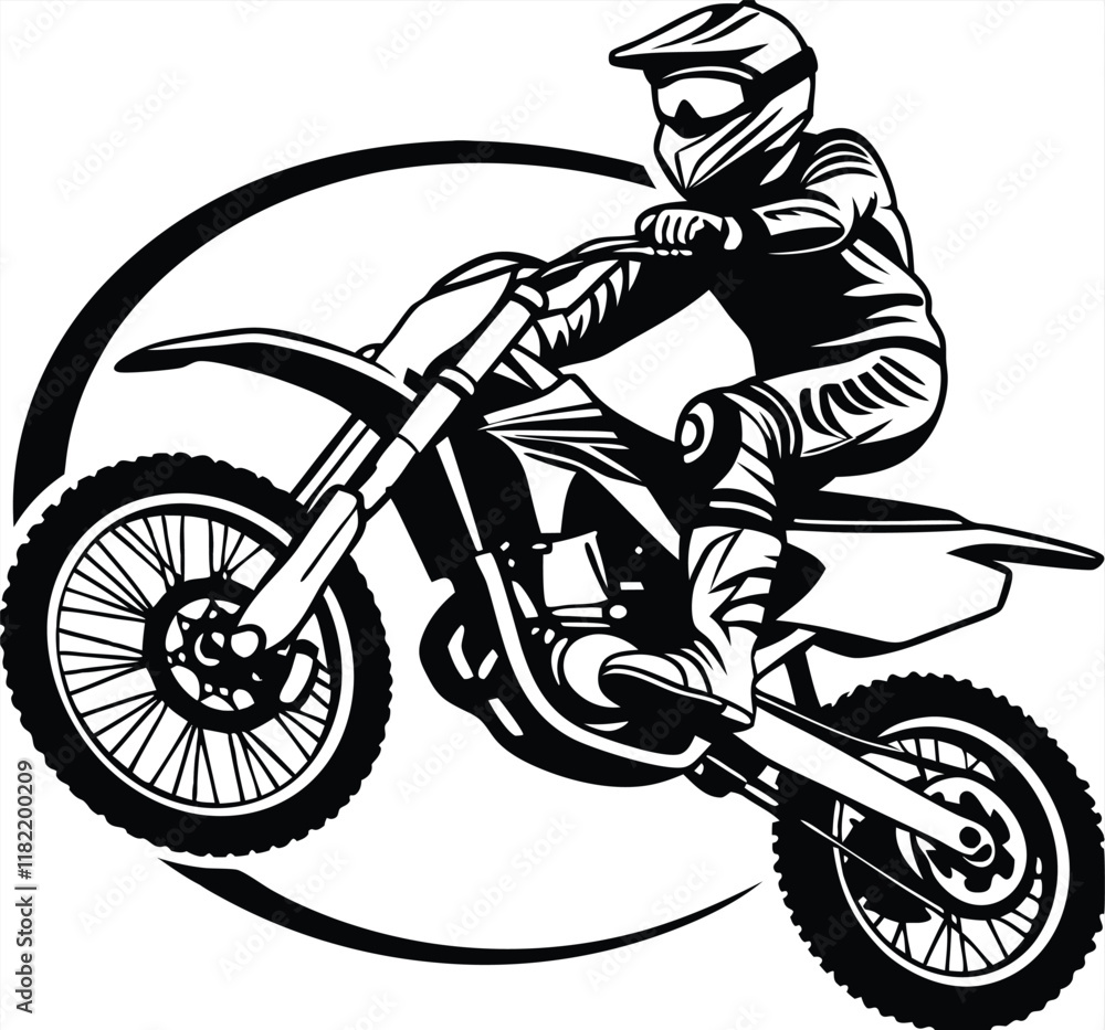 Fototapeta premium Motocross Rider Action Extreme Sport, Dirt Bike, Freestyle Jumps