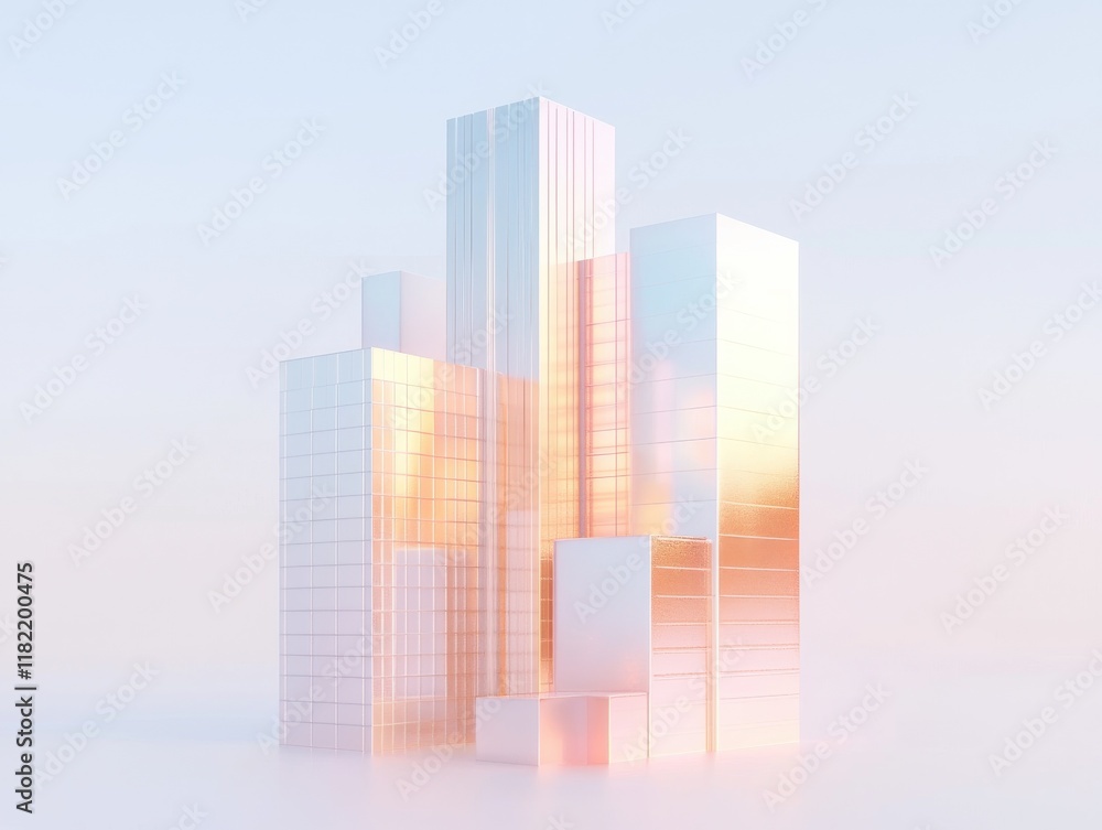 Modern architectural building with reflective facade urban scene digital art contemporary design aerial view concept Modern architectural building with reflective facade urban scene digital art contemporary design aerial view concept