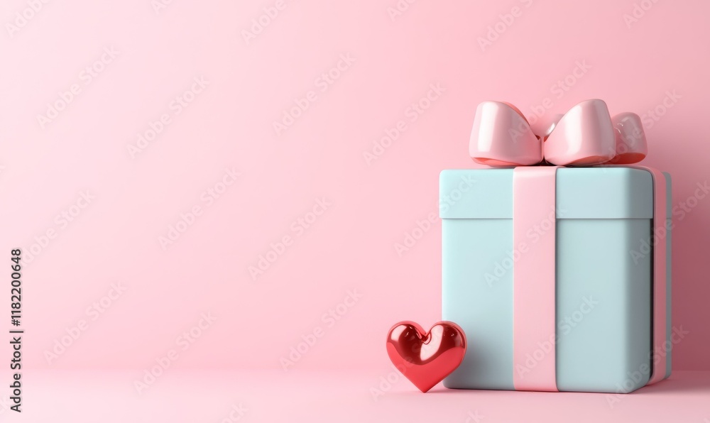 Two Red Hearts on Pink Background.