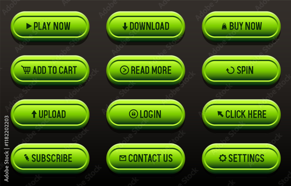 Buttons for websites. Green buttons. Big set of vector buttons for web design. Buttons for websites. Green buttons. Big set of vector buttons for web design.
