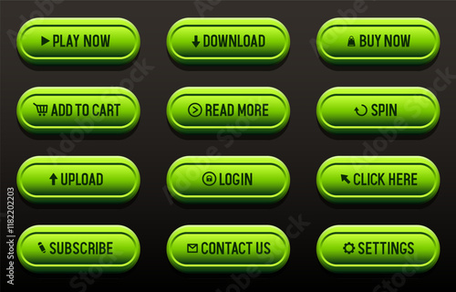 Buttons for websites. Green buttons. Big set of vector buttons for web design.