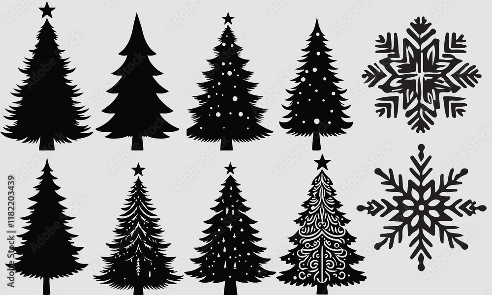 Obraz premium christmas trees set