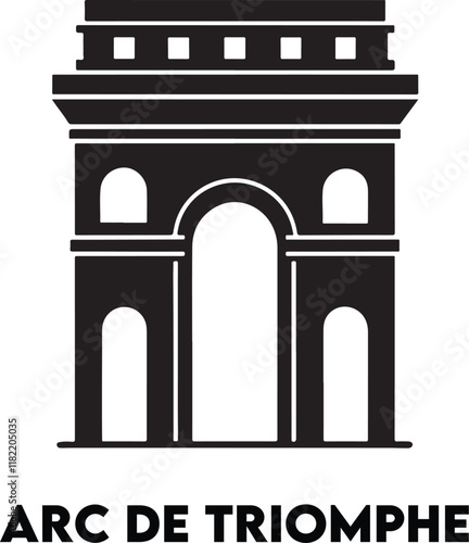 Arc de Triomphe silhouette vector isolated on white background