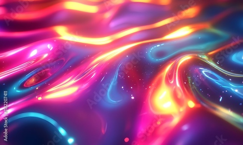 multi-colored neon liquids with abstract, thermal imager-inspired streaks
