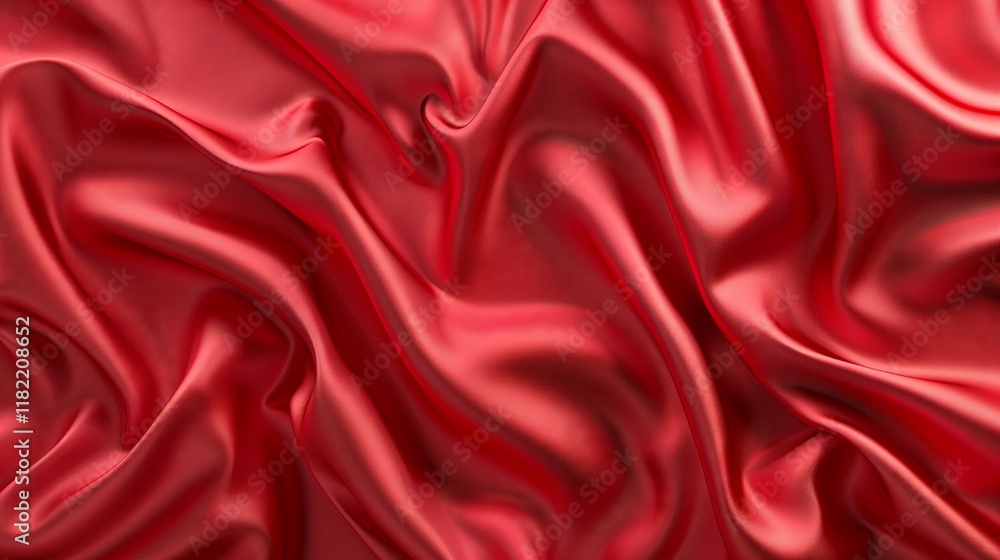 Obraz premium Red silk fabric illustration. Abstract background with realistic textured effect. Suitable for use in design as a decorative element.