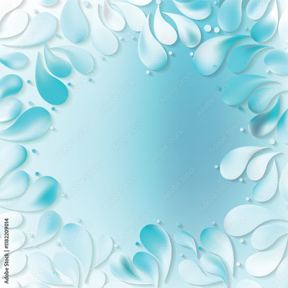 Abstract Light Turquoise Ornamental Drops Background Abstract Light Turquoise Ornamental Drops Background