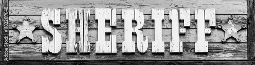 Obraz na płótnie Sheriff sign on vintage background, wild west design. Concepts of justice, protection and security w salonie