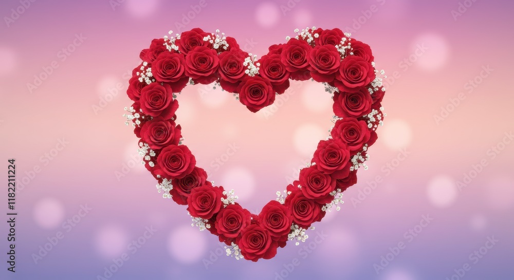 Heart of Roses: A stunning arrangement of red roses forms a heart shape, a symbol of love and romance against a soft, bokeh background. Perfect for Valentine's Day, anniversaries. Heart of Roses: A stunning arrangement of red roses forms a heart shape, a symbol of love and romance against a soft, bokeh background. Perfect for Valentine's Day, anniversaries.