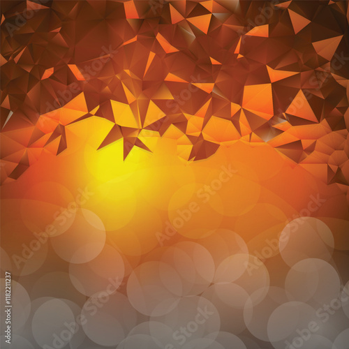 Dark Orange Polygonal Background Template Vector