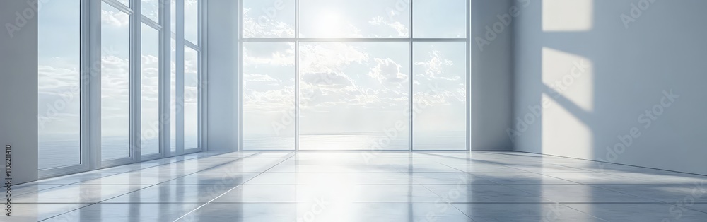 A clean, sunlit white studio with shadow effects, perfect as a minimalist background for design concepts or product presentations. A clean, sunlit white studio with shadow effects, perfect as a minimalist background for design concepts or product presentations.