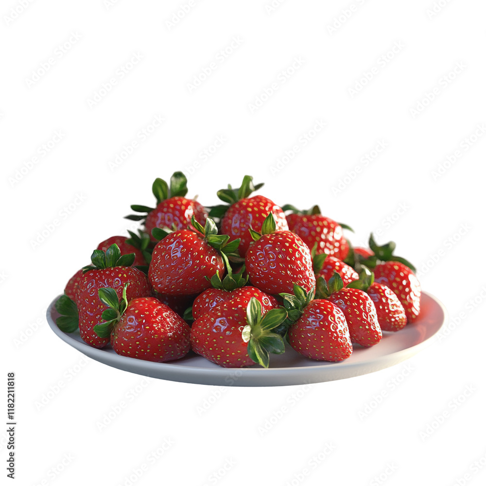 A plate of fresh strawberries, vibrant red, juicy and delicious, perfect for summer desserts or snacks. A plate of fresh strawberries, vibrant red, juicy and delicious, perfect for summer desserts or snacks.