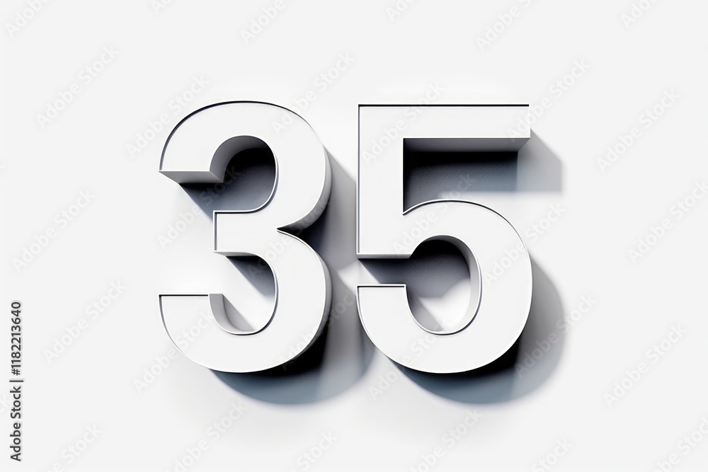 Anniversary 35. White 3d numbers. Poster template for Celebrating 35th anniversary event party. Anniversary 35. White 3d numbers. Poster template for Celebrating 35th anniversary event party.