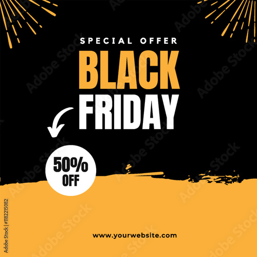 yellow white black minimalist black friday sale feed ad