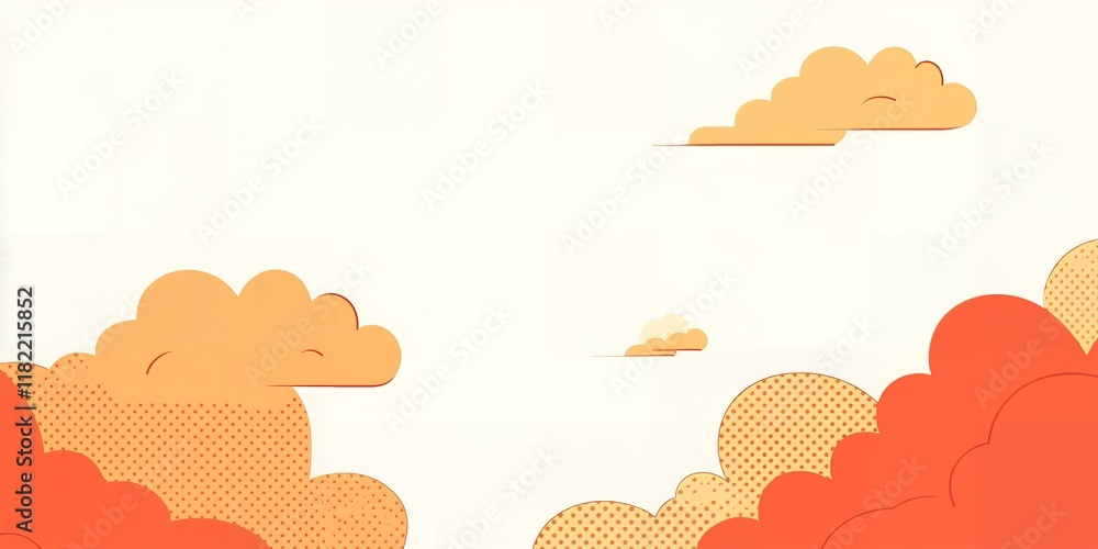 Abstract Orange and Red Cloud Design Pop Art Style Background Illustration Abstract Orange and Red Cloud Design Pop Art Style Background Illustration