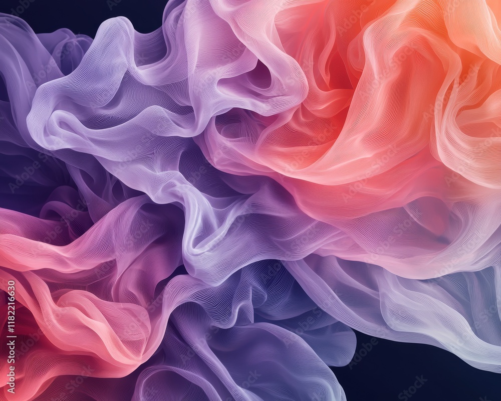 Fototapeta premium Abstract Colorful Draped Fabric Soft Pastel Hues Sheer Texture Elegant Flowing Textile Background