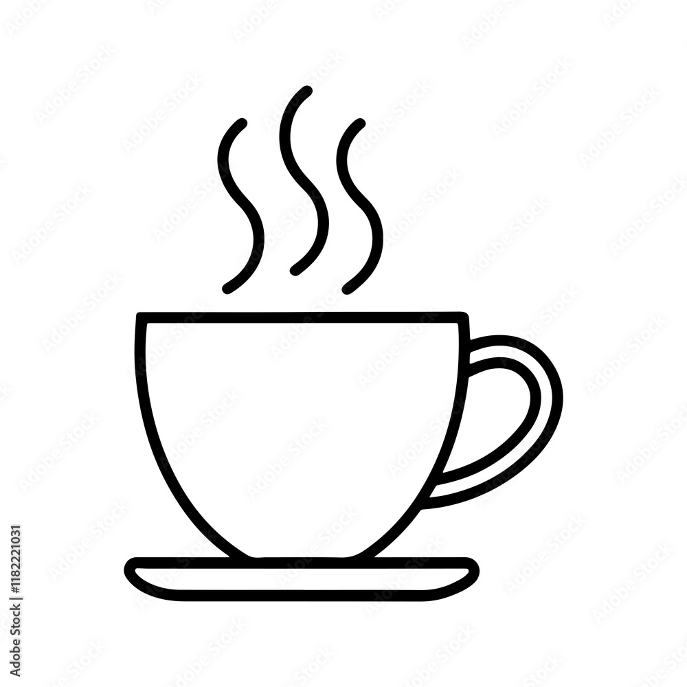 a cup of coffee line icon vector design template ilustration with editable stroke a cup of coffee line icon vector design template ilustration with editable stroke