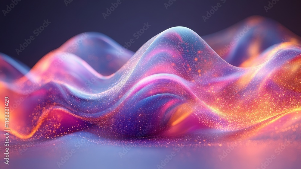 Abstract colorful liquid wave with glowing particles. Abstract colorful liquid wave with glowing particles.