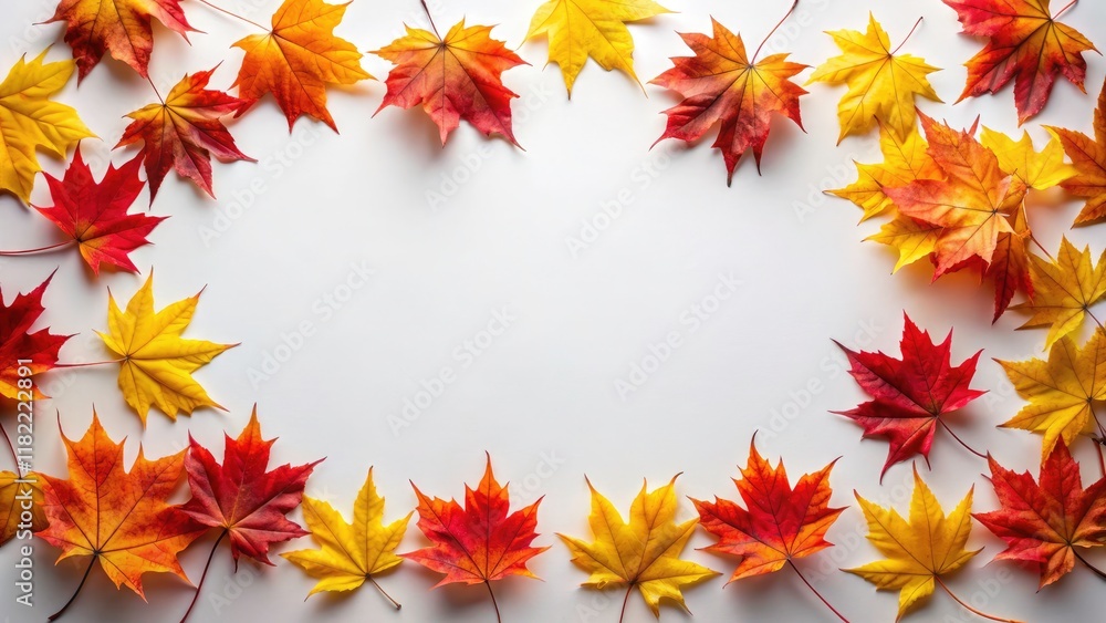 Minimalist autumn background: a frame of fiery maple leaves for a nature-inspired wallpaper. Minimalist autumn background: a frame of fiery maple leaves for a nature-inspired wallpaper.