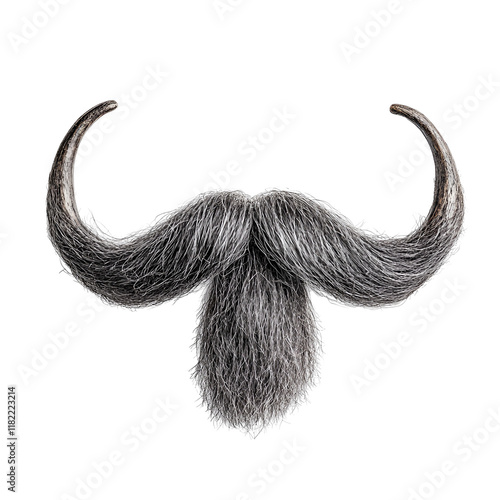Majestic Gray Handlebar Mustache Unique Facial Hair Style