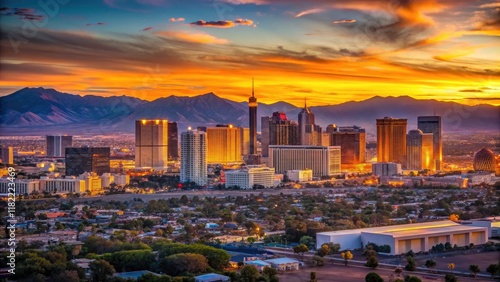 Neon lights fade, desert dawn breaks; Las Vegas cityscape photography captures the magic.