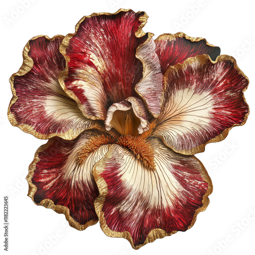 Vibrant red and white flower botanical garden digital art close-up nature beauty