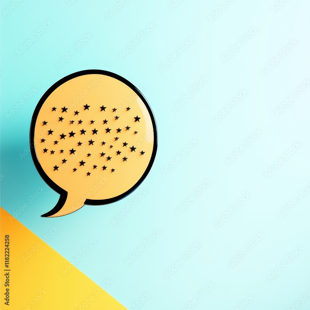 Speech Bubble Icon with Stars on Colorful Background Speech Bubble Icon with Stars on Colorful Background