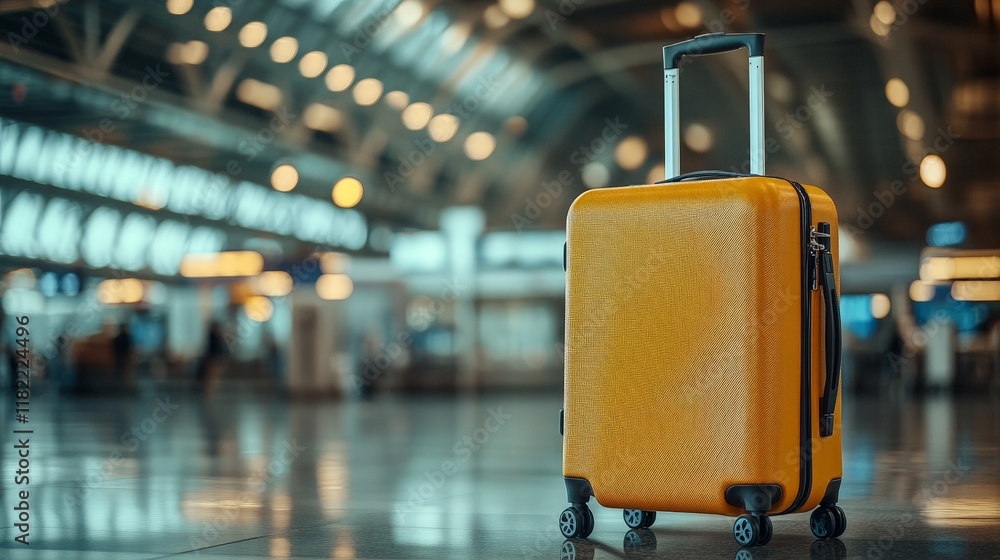 Stylish suitcases in a bustling airport terminal bathed in warm sunlight. Perfect for travel, luggage, and lifestyle visuals. Stylish suitcases in a bustling airport terminal bathed in warm sunlight. Perfect for travel, luggage, and lifestyle visuals.