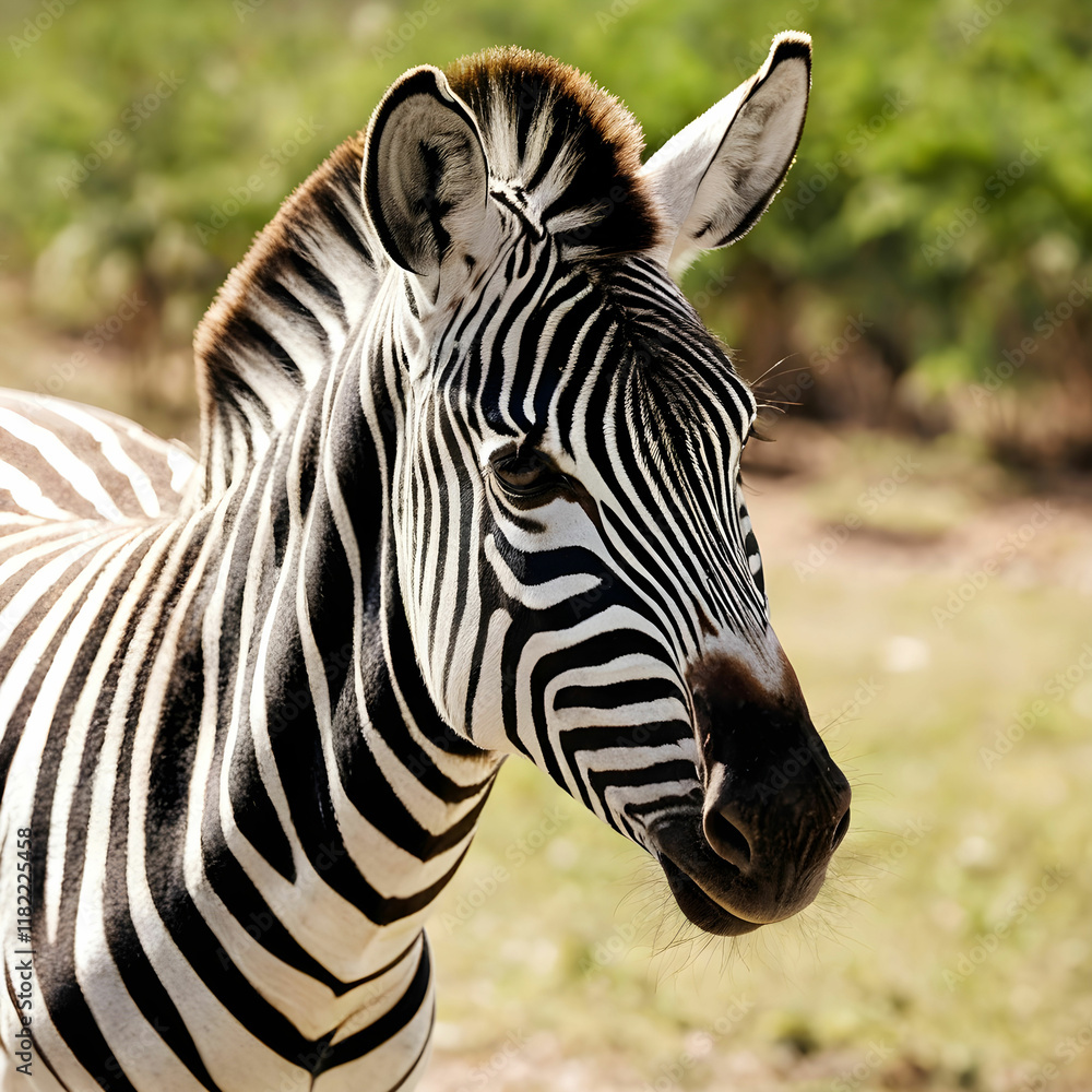 Naklejka premium Closeup shot of Zebra in a reserve