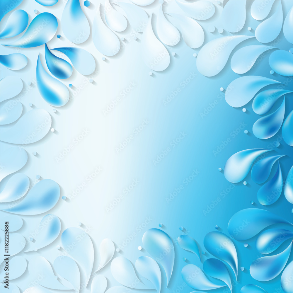 Light Blue Decorative Floral Drops Background Light Blue Decorative Floral Drops Background