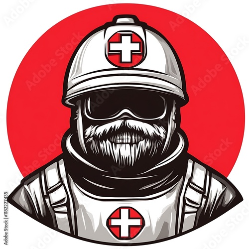 Bearded Medic: Bold, Monochrome Medical Illustration photo