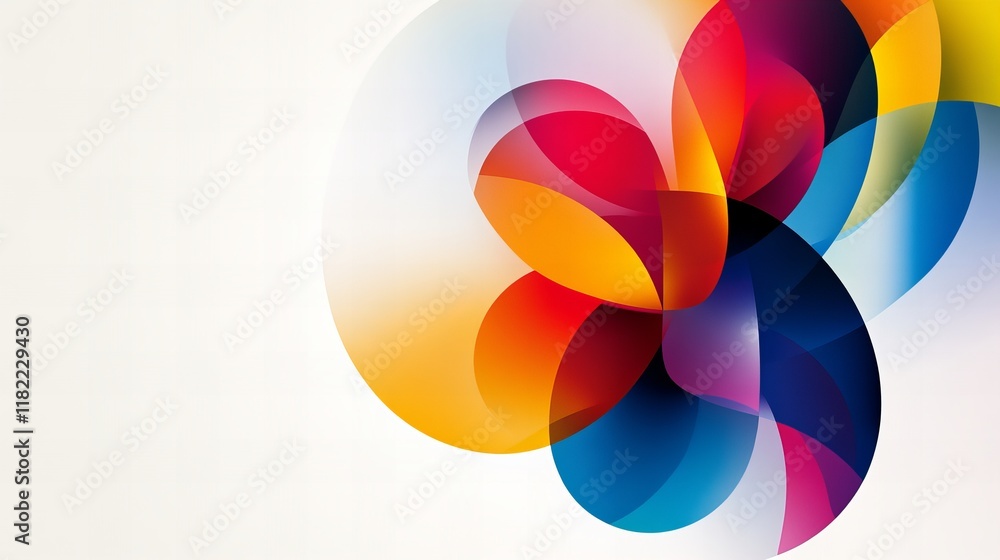 Vibrant abstract artwork featuring a dynamic interplay of overlapping circles in a spectrum of bold colors. Vibrant abstract artwork featuring a dynamic interplay of overlapping circles in a spectrum of bold colors.