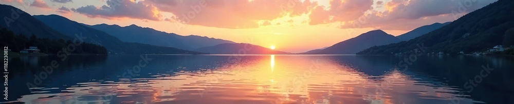 Gentle ripples on a mountain lake create a sense of calmness and serenity at sunset, calm waters, peaceful scene, soothing surface Gentle ripples on a mountain lake create a sense of calmness and serenity at sunset, calm waters, peaceful scene, soothing surface