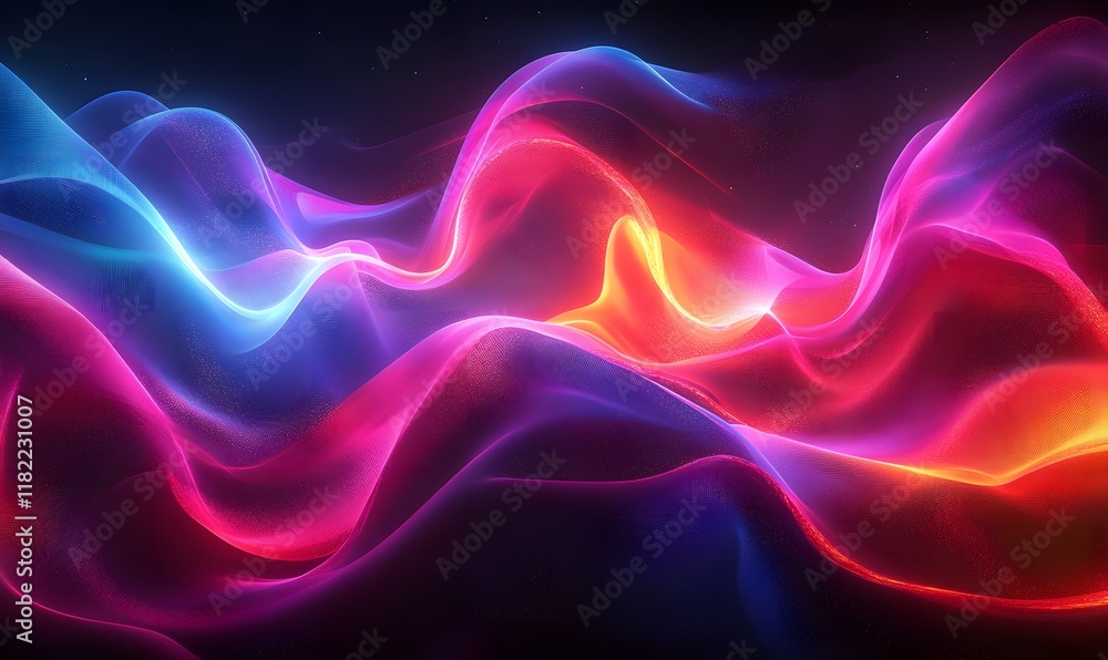 Obraz premium flowing shapes in holographic neon colors, illustrating the contemporary