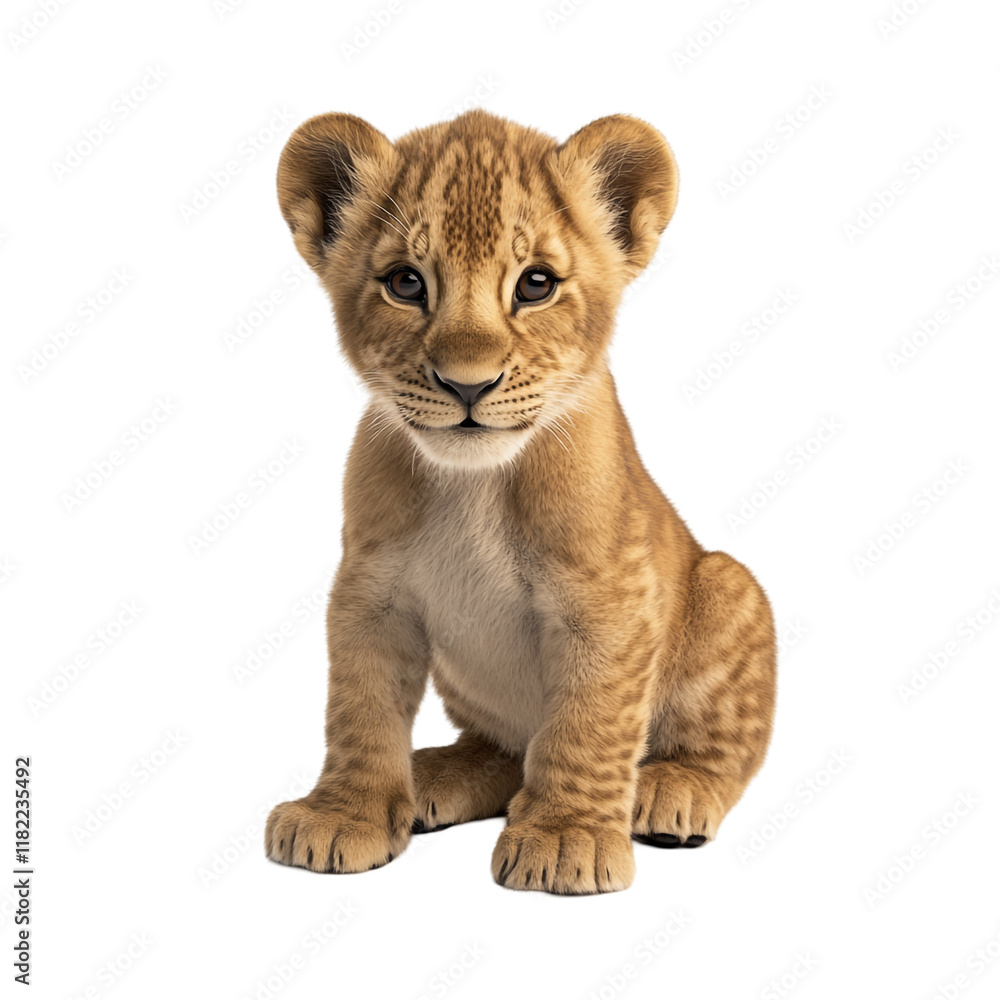 Fototapeta premium Adorable Lion Cub Sitting, Wildlife Photography