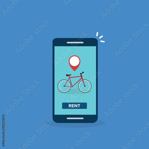 Bicycle rent or sharing bike application on a mobile phone. Vector illustration.	