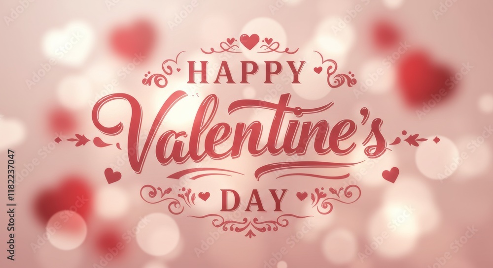 Valentine's Day Card: A romantic Valentine's Day card with delicate red hearts against a soft, blurred backdrop. Valentine's Day Card: A romantic Valentine's Day card with delicate red hearts against a soft, blurred backdrop.