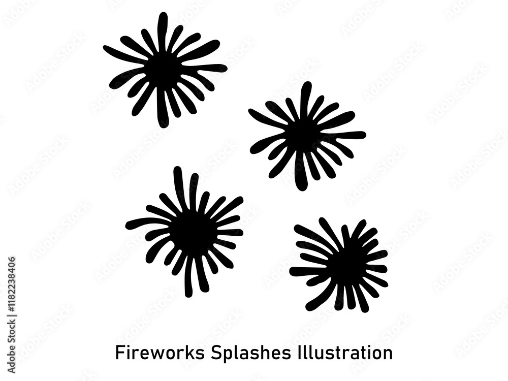 Nocturnal Burst: Black Fireworks Splashes Art Nocturnal Burst: Black Fireworks Splashes Art