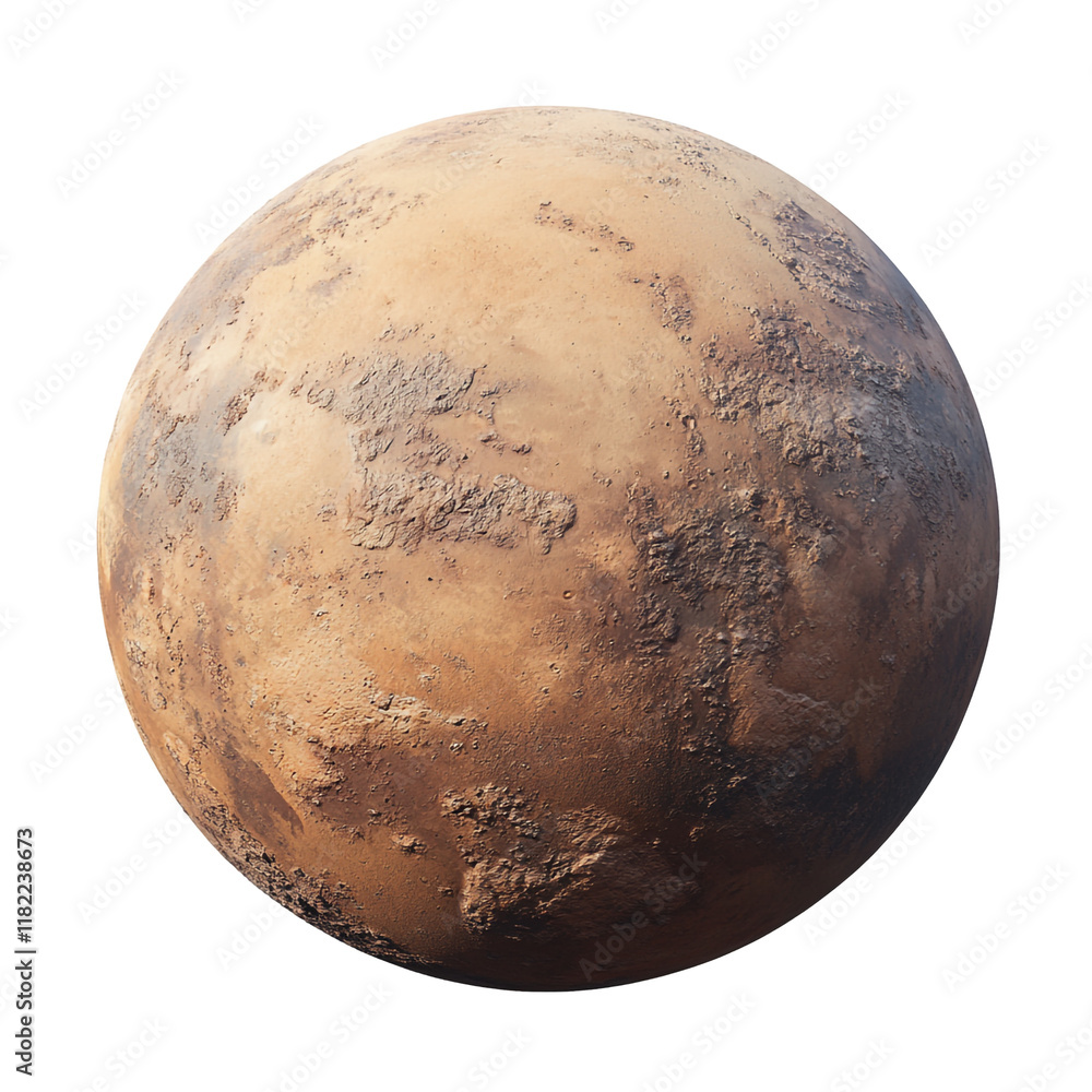 Naklejka premium Martian Surface: A Detailed Render of the Red Planet