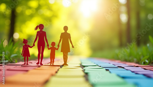 family walking in park