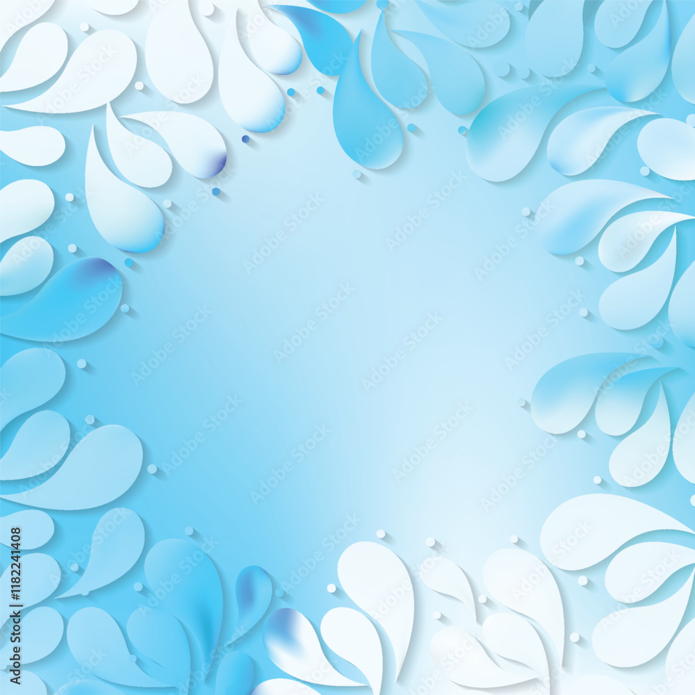 Abstract Light Blue Floral Ornamental Drops Background Abstract Light Blue Floral Ornamental Drops Background