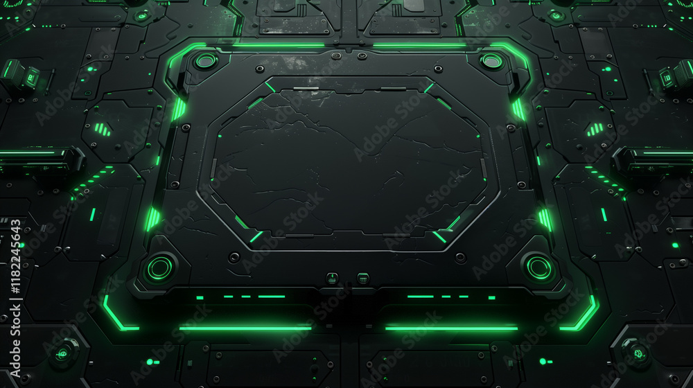 Fototapeta premium High-tech futuristic interface design with glowing green neon light 
