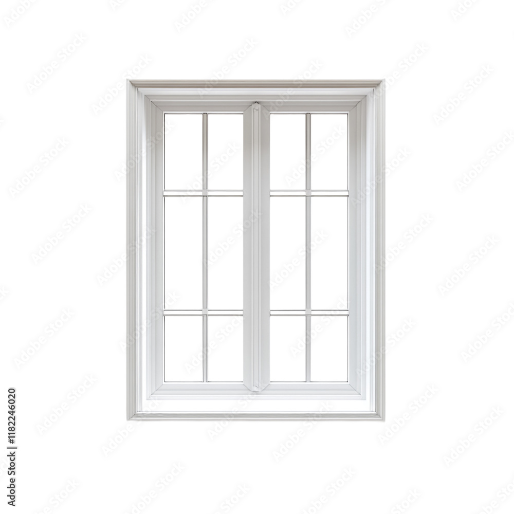 Elegant White Window with Pane Details Elegant White Window with Pane Details